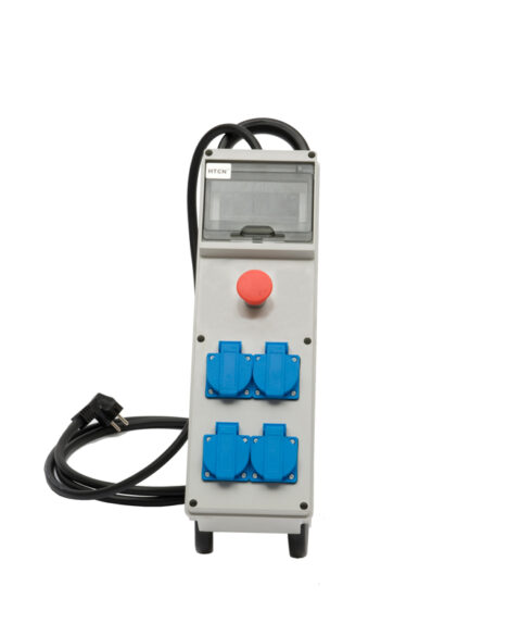 Coffret de chantier Mono 4 prises Schuko + Arrêt d'urgence
