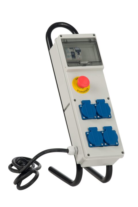 Coffret de chantier Mono 4 prises + Arrêt d'urgence